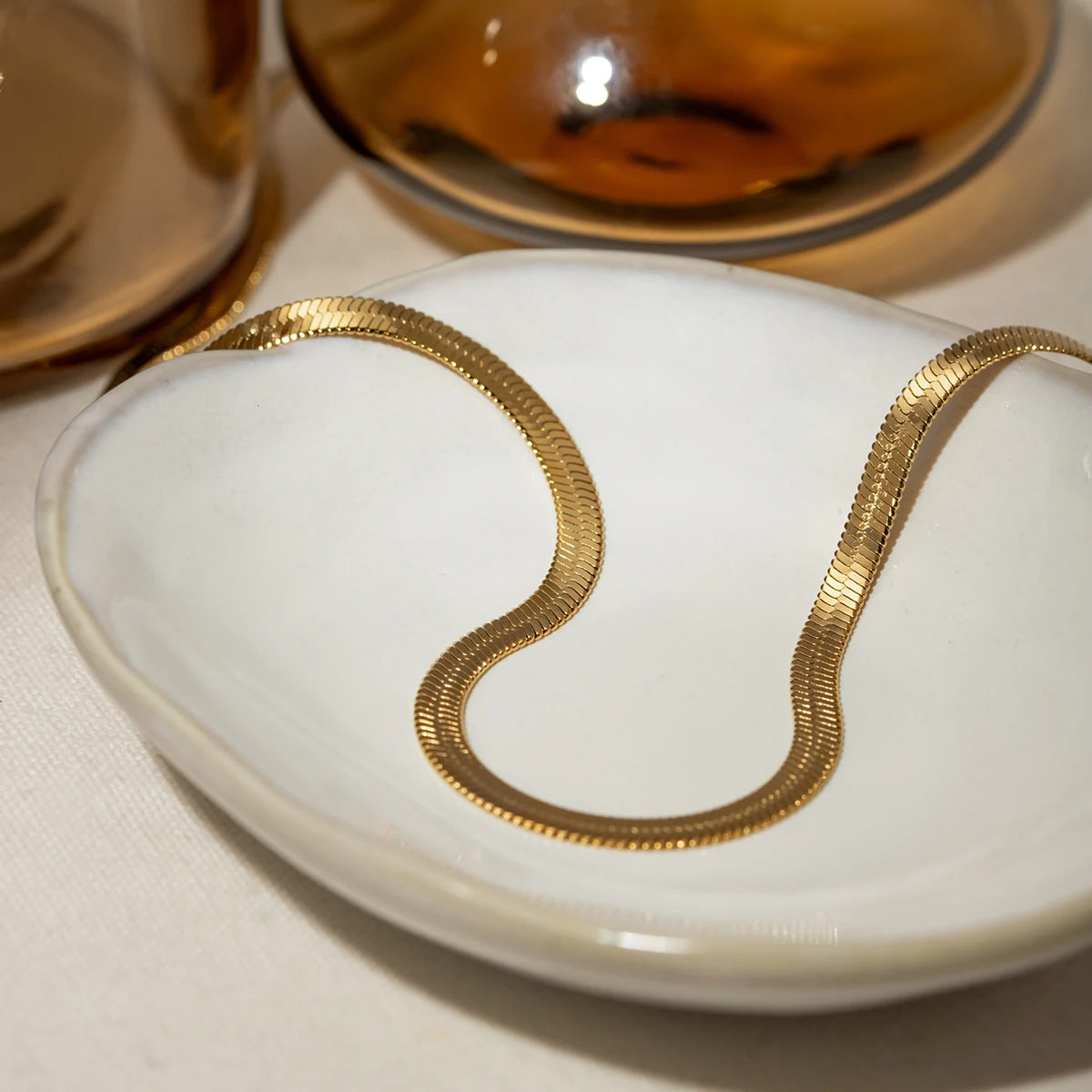 Gold Minimalistic Flat Chain Bracelet