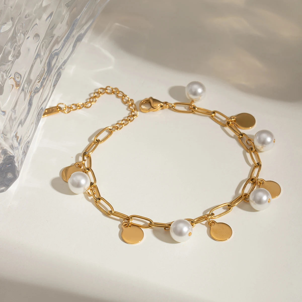 Glass Pearl Charm Bracelet
