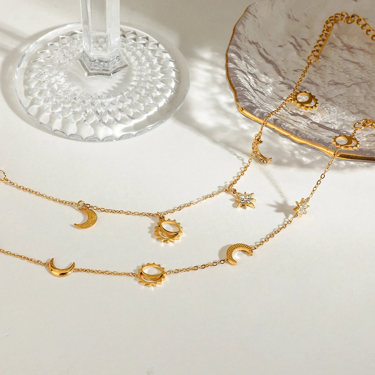 Vintage Star Moon Pendant Bracelet