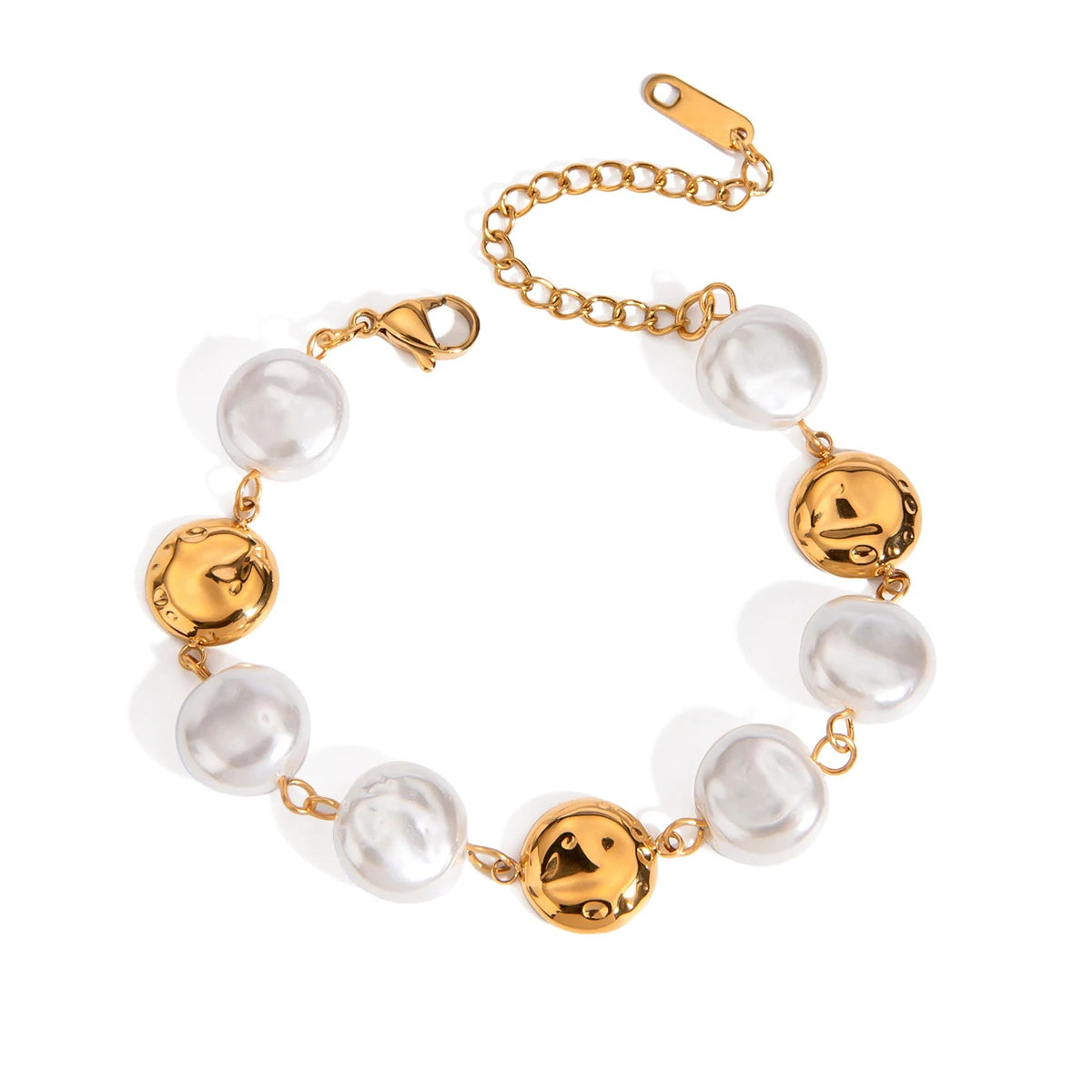 Coin Pearl Charm Bracelet
