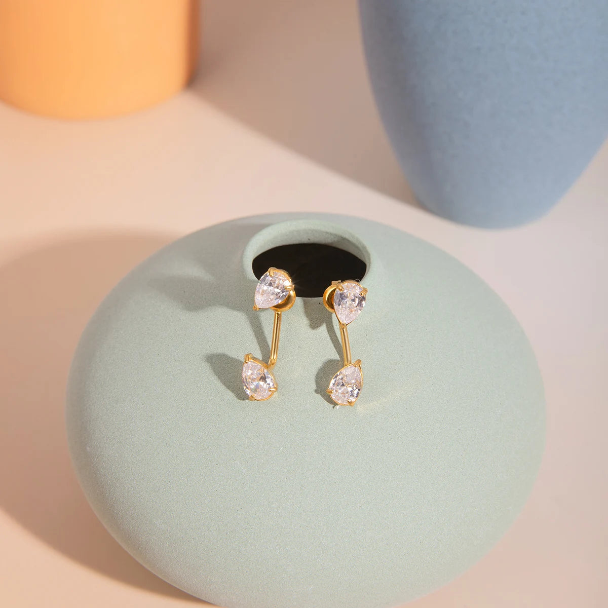 Water Drop Shaped Zircon Earrings