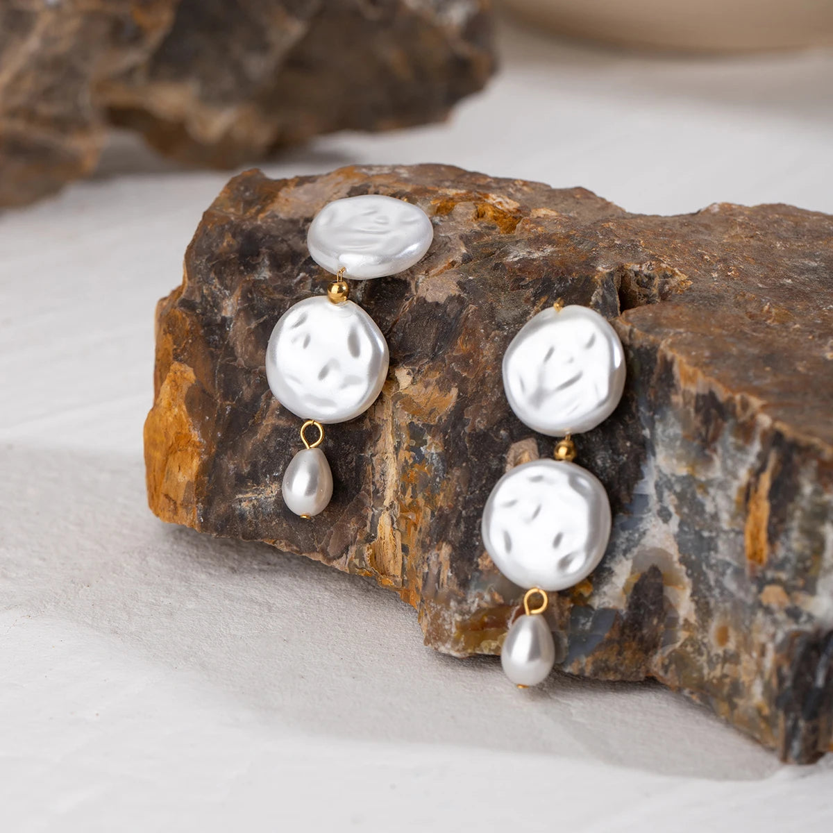 Pearl Button Earrings