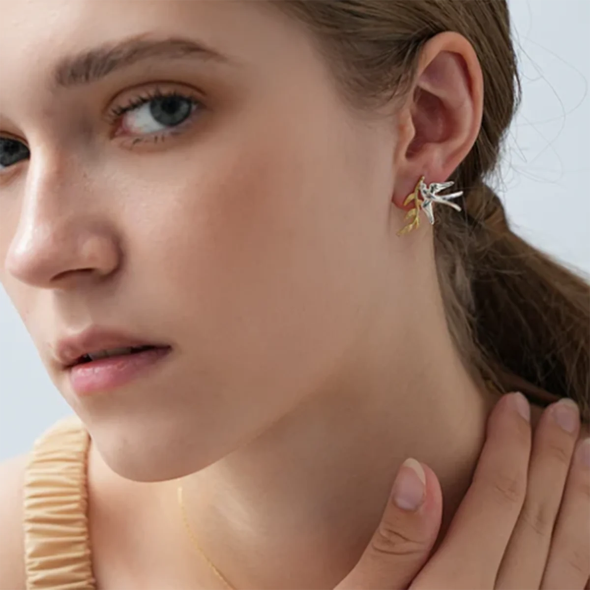 Gold/Silver Dove Leaf Earrings