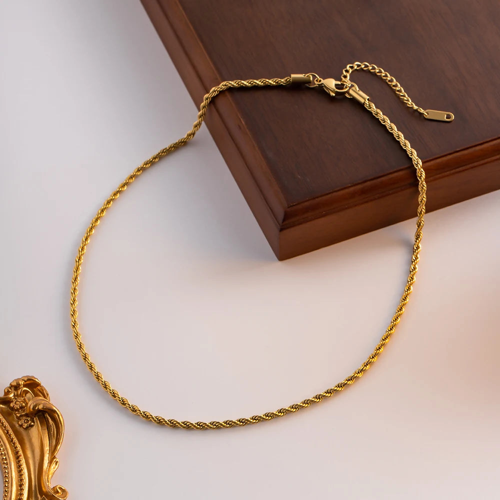 Gold Twist Chain Necklace