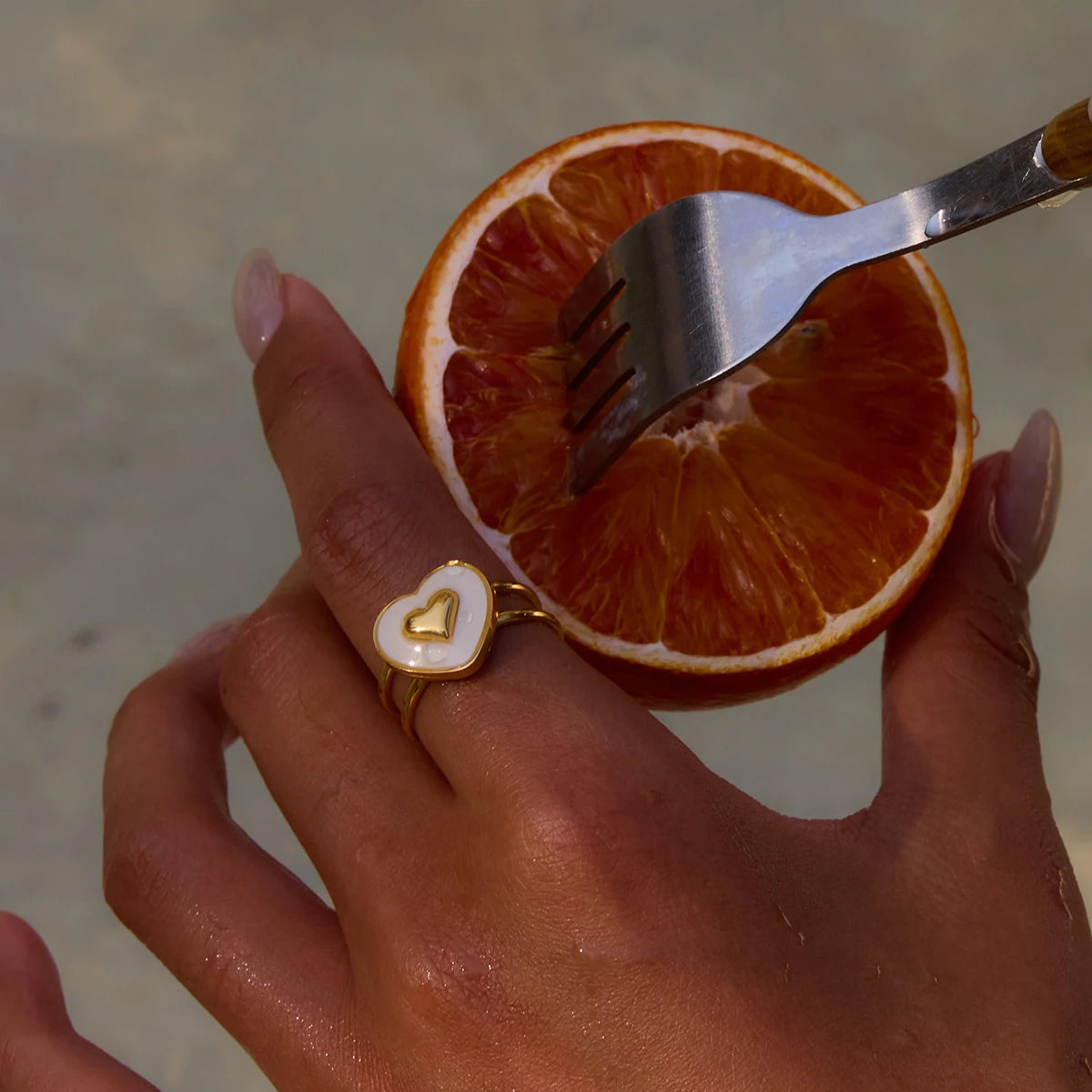 Oil Drop Heart Ring