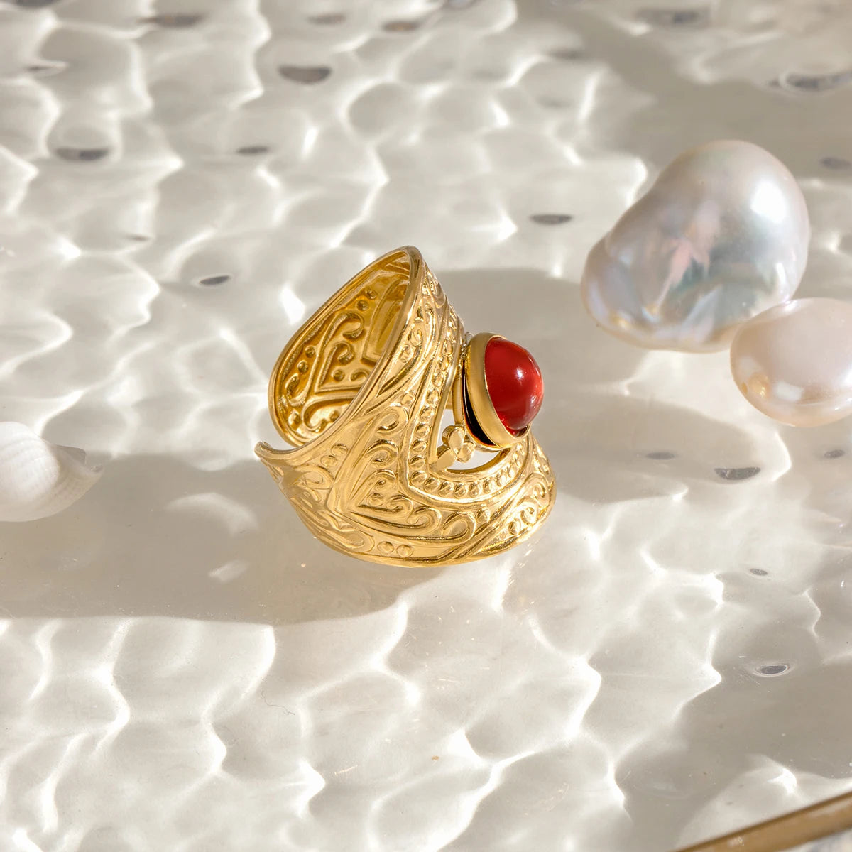 Retro Red Agate Ring