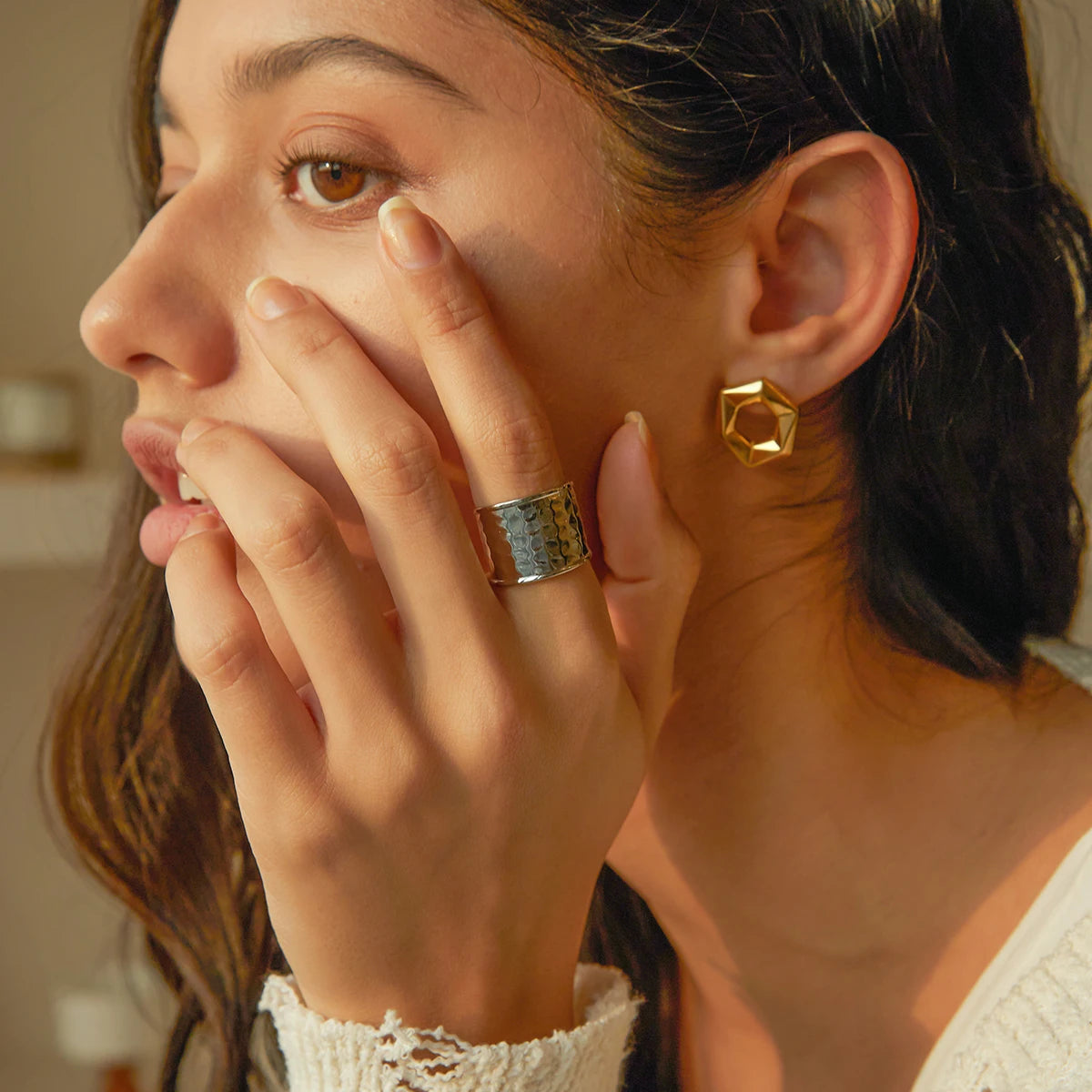 Wide Face Hammer Ring