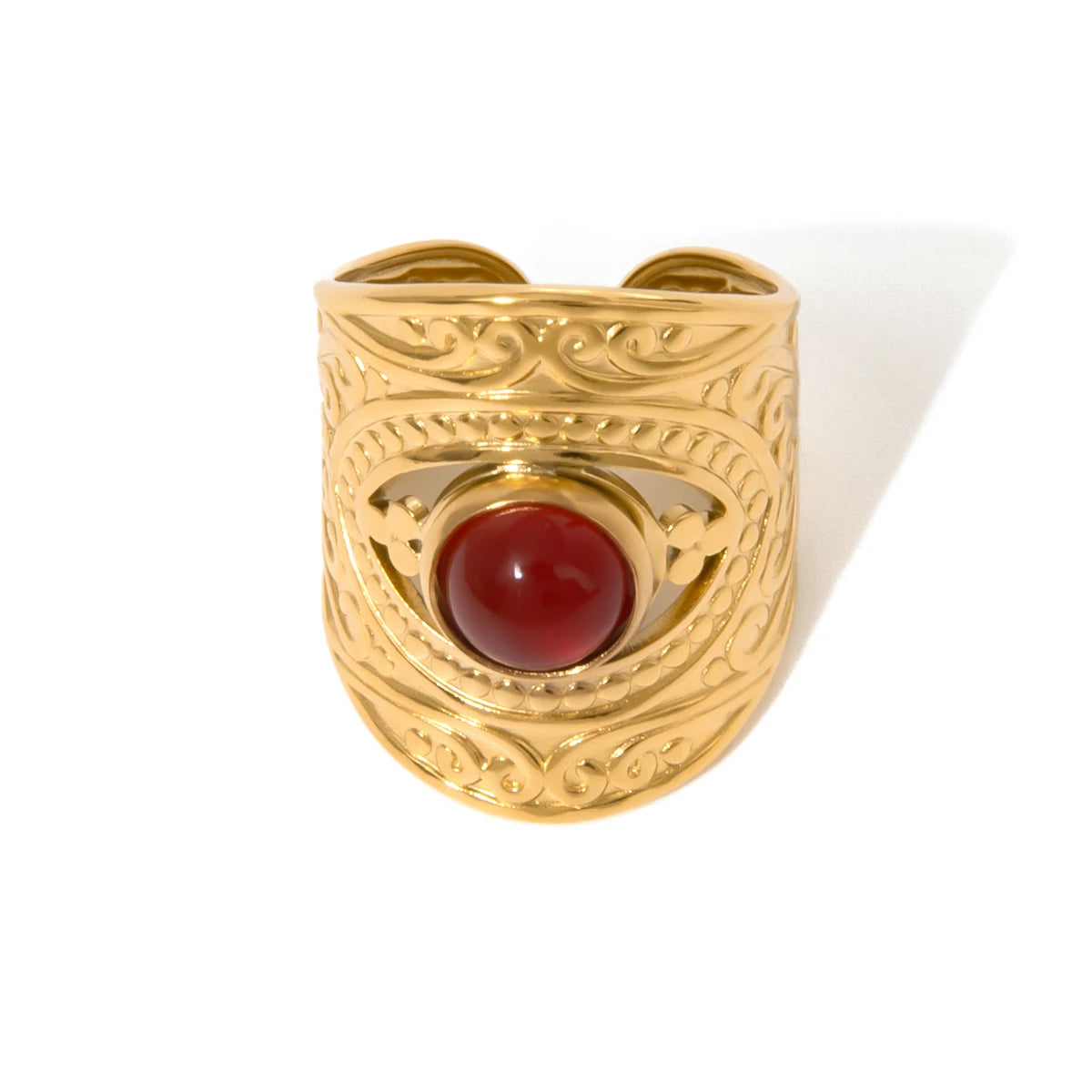 Retro Red Agate Ring
