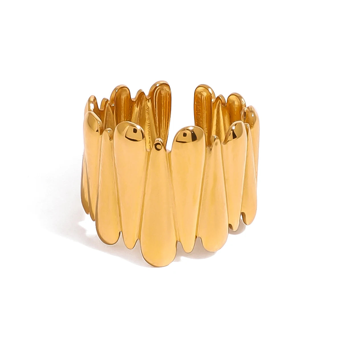 Gold Glossy Water Drop Ring