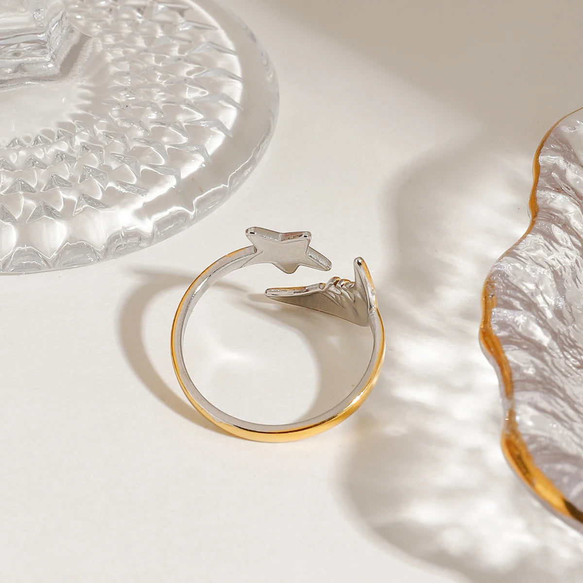 Star and Moon Open Ring