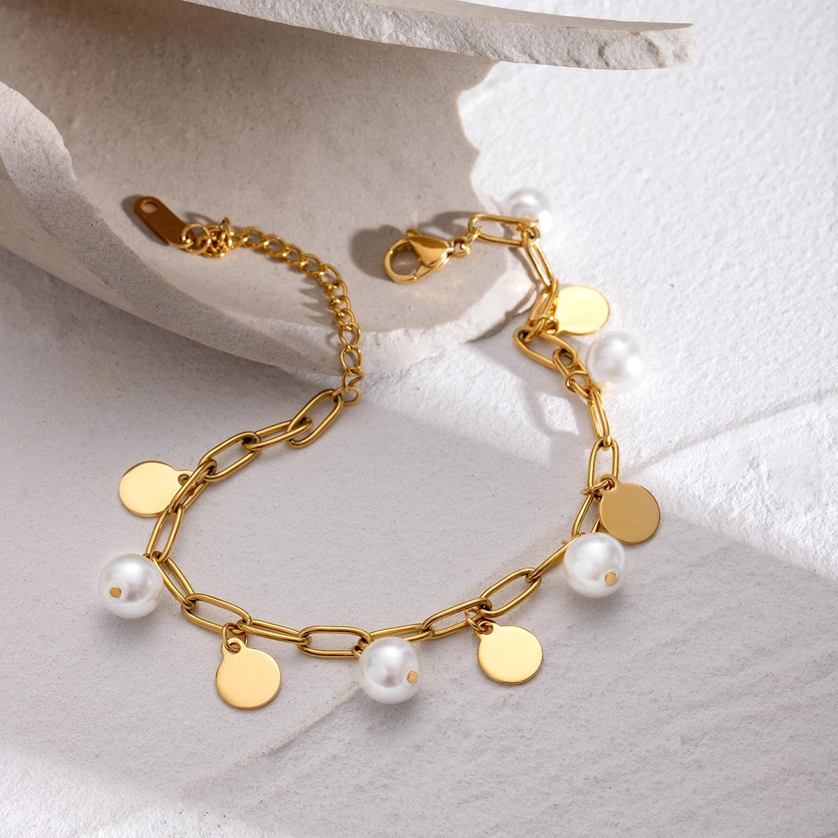 Glass Pearl Charm Bracelet