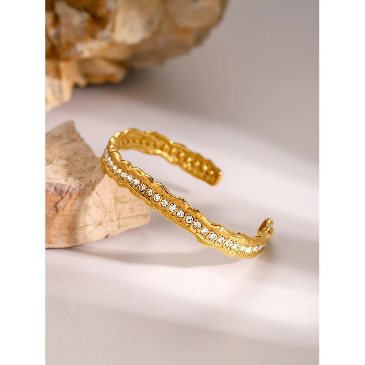 White Rhinestone Wave Bracelet