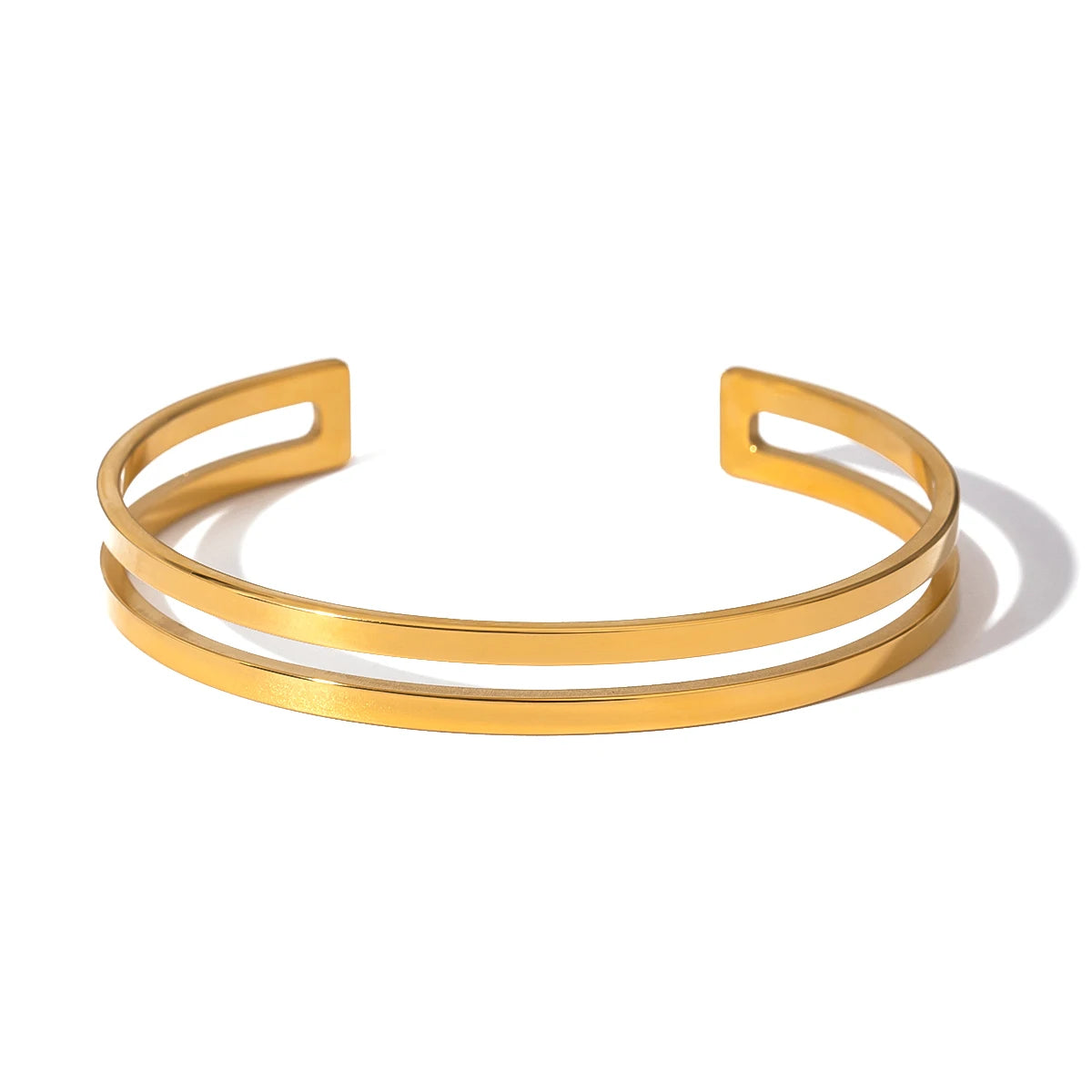 Double Layer Open Bangle Bracelet