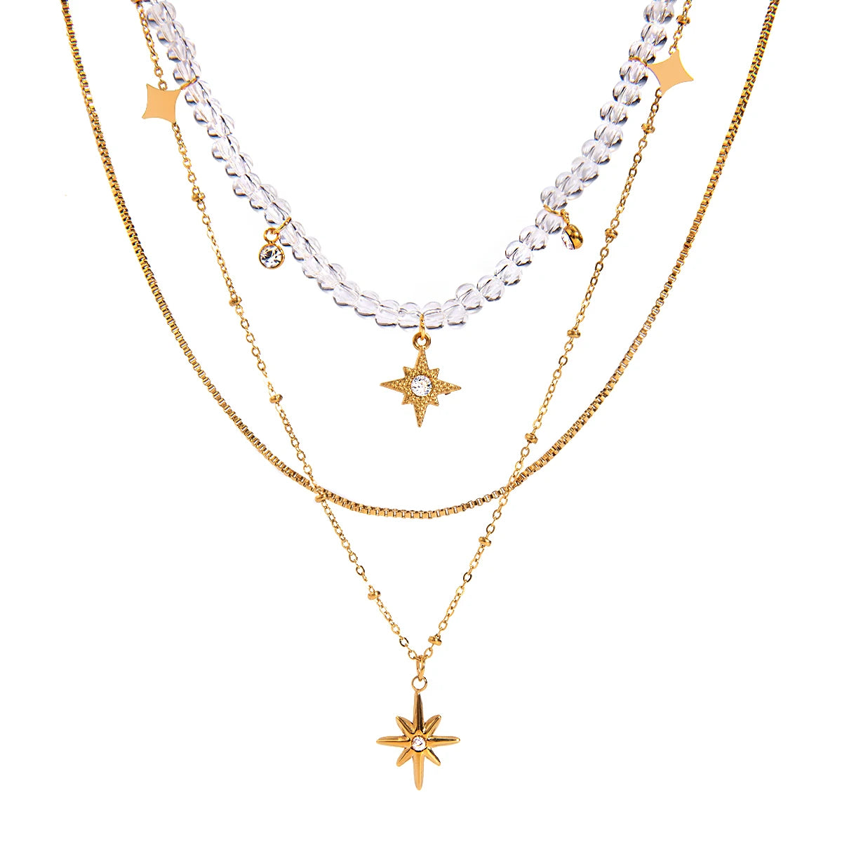 Vintage Three Layer Star Necklace