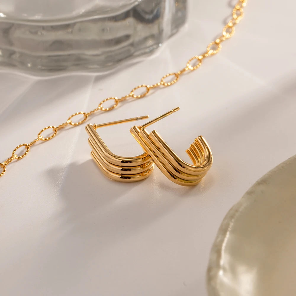 Three-layer U-shaped Earrings