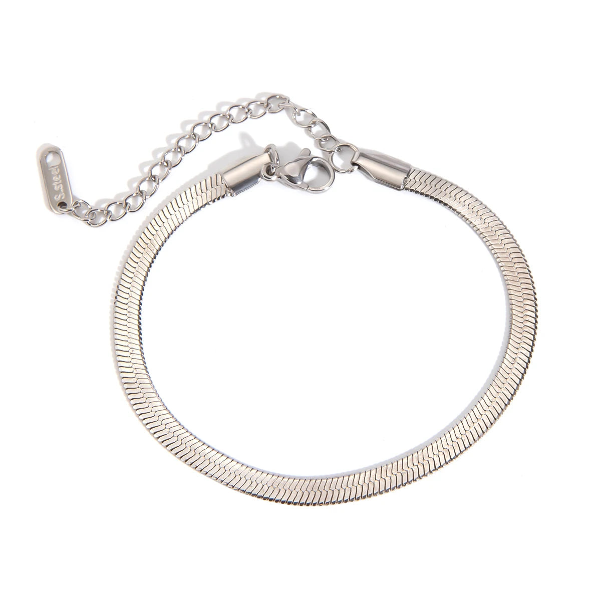 Silver Flat Snake Chain Bracelet