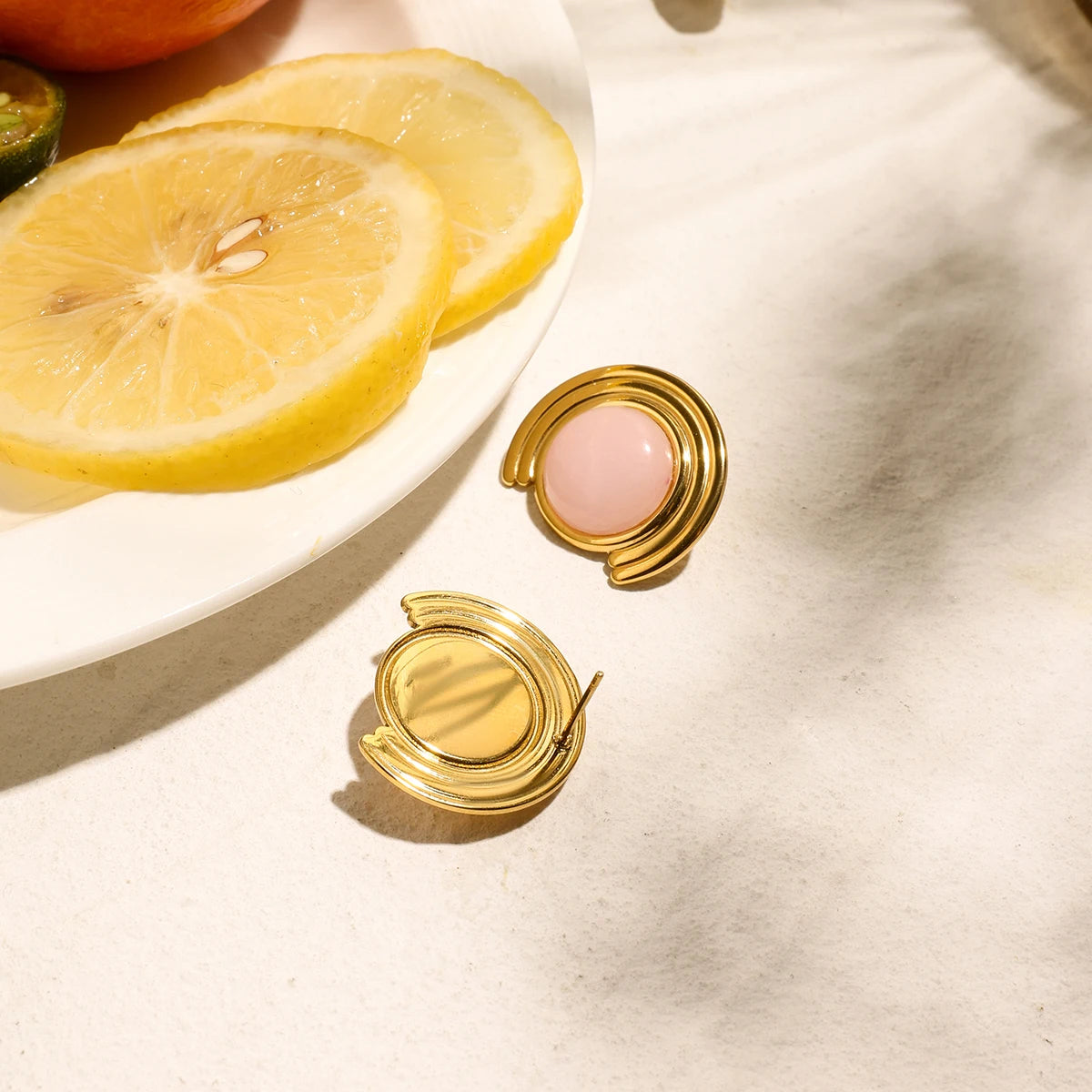 Pink Natural Stone Earings