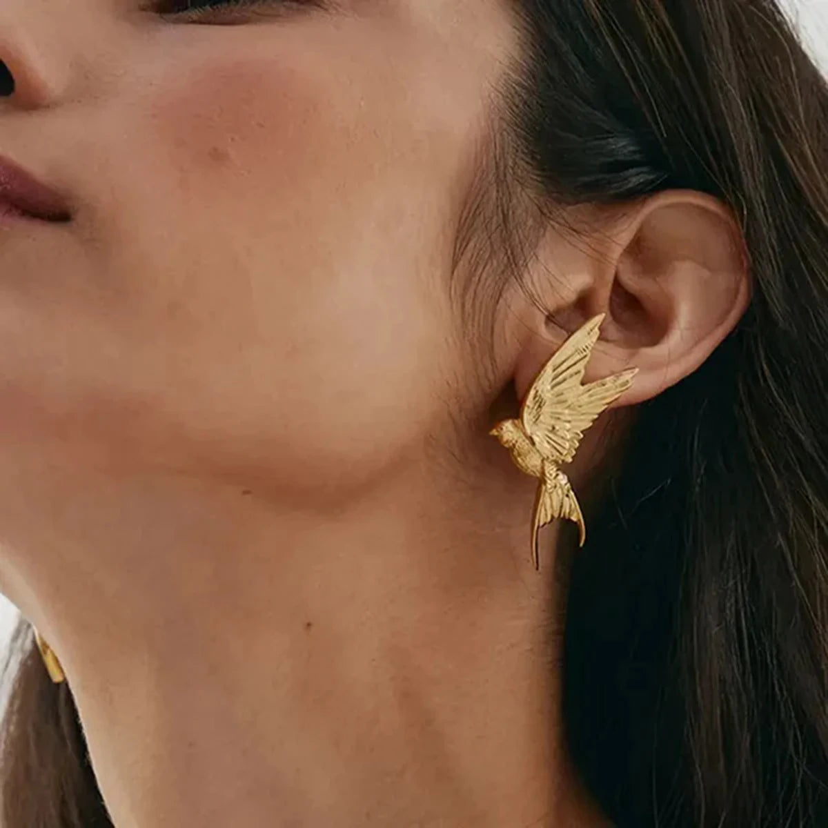 Gold Dove Shaped Earrings