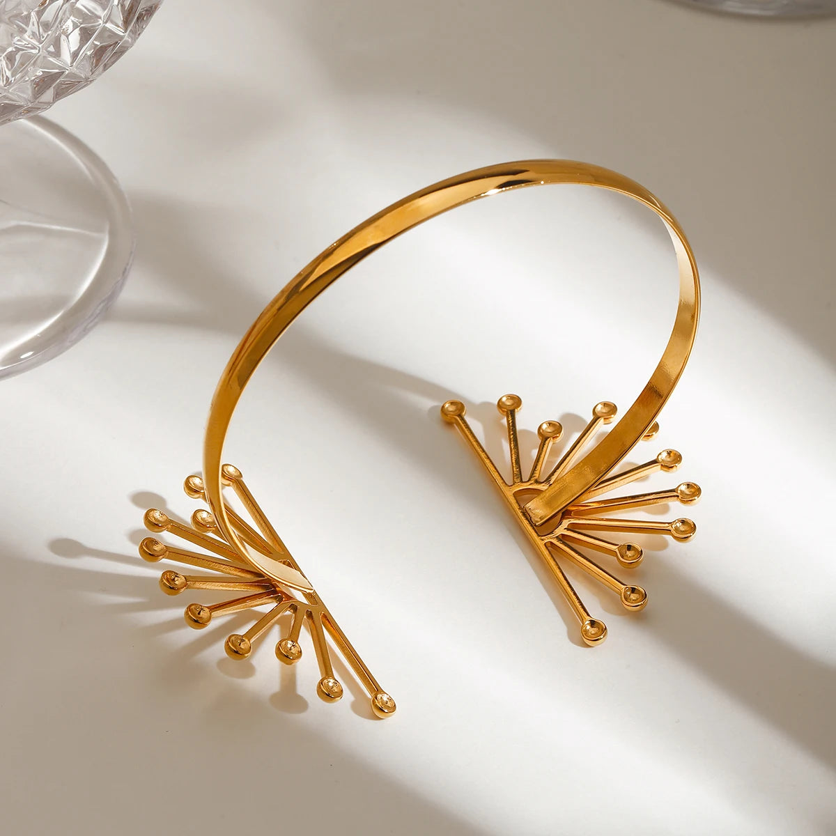 Gold Flower Open Bracelet