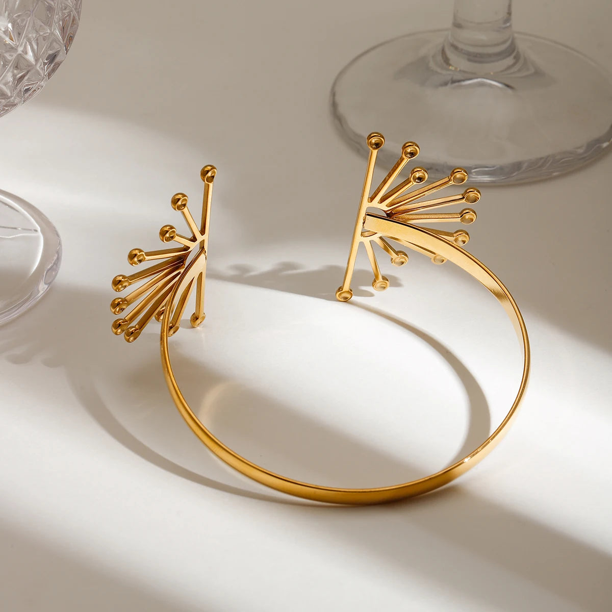 Gold Flower Open Bracelet