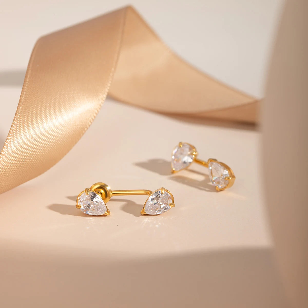 Water Drop Shaped Zircon Earrings