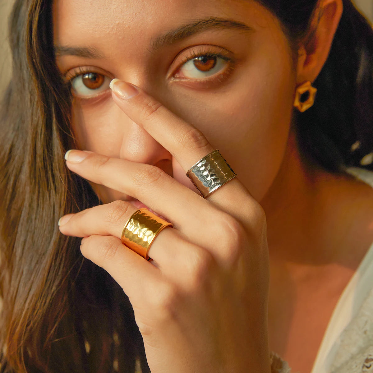 Wide Face Hammer Ring