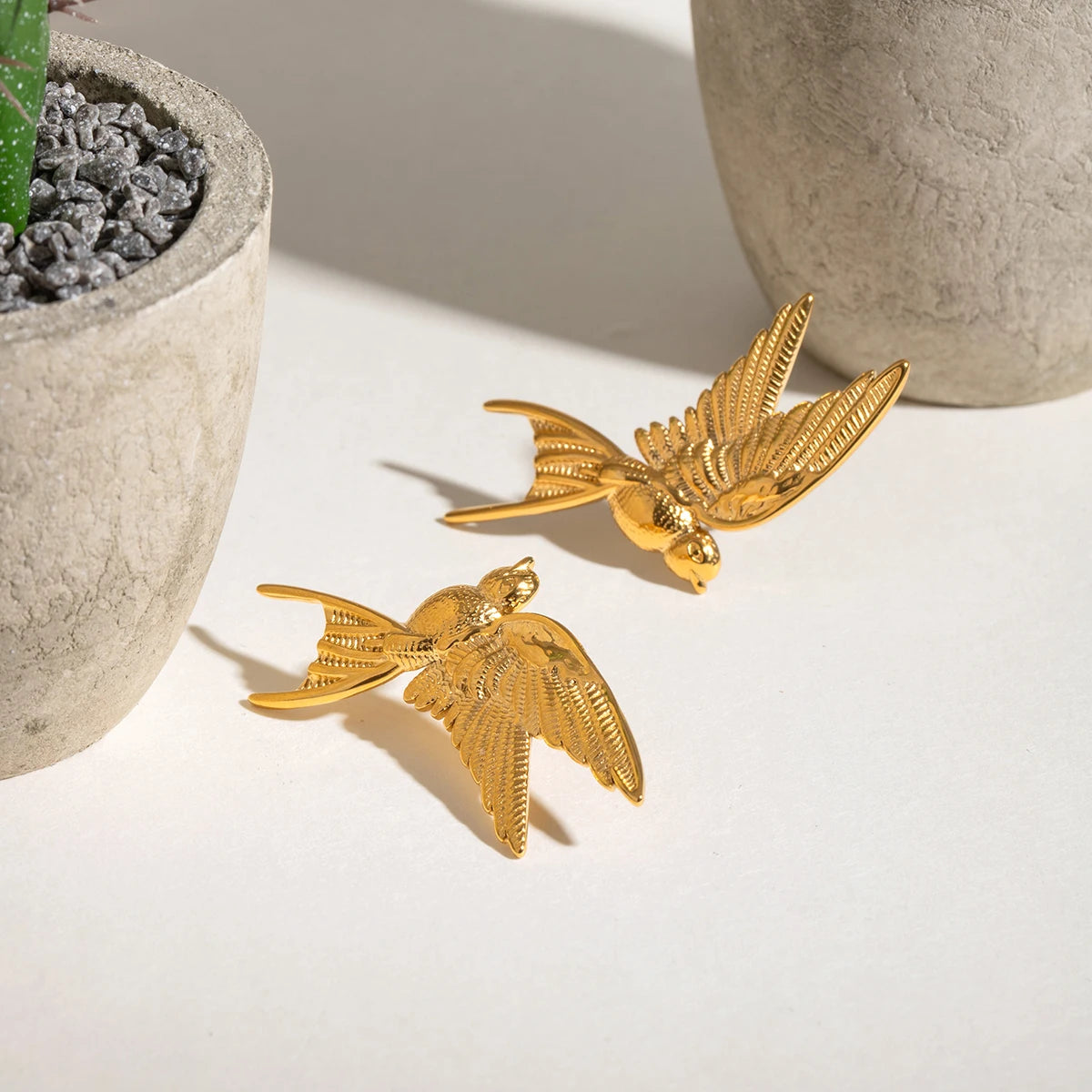 Gold Dove Shaped Earrings