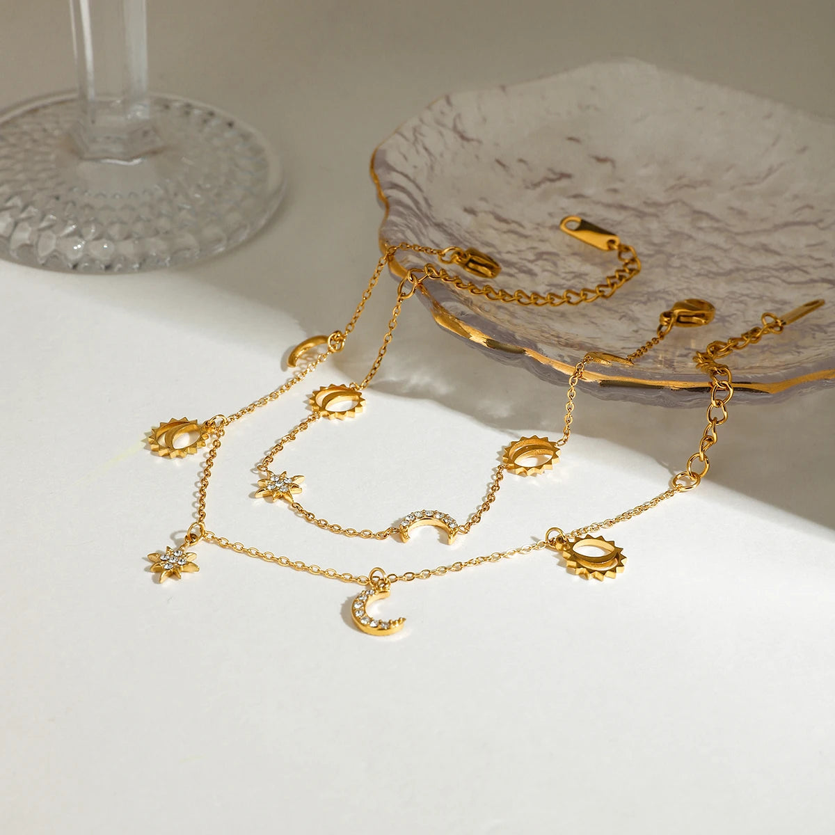 Vintage Star Moon Pendant Bracelet