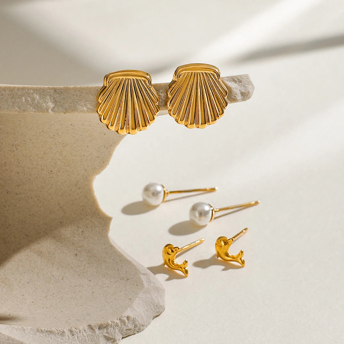Dolphin Pearl Earring Set