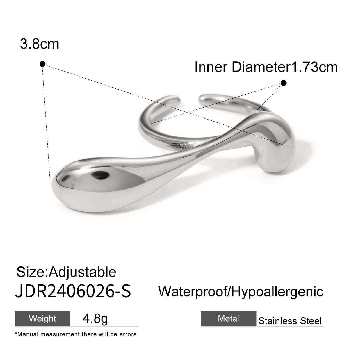 Irregular Curve Water Drop Ring
