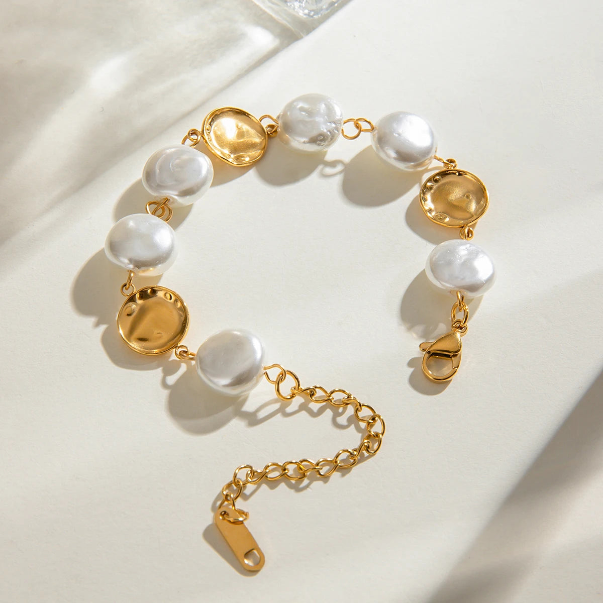 Coin Pearl Charm Bracelet