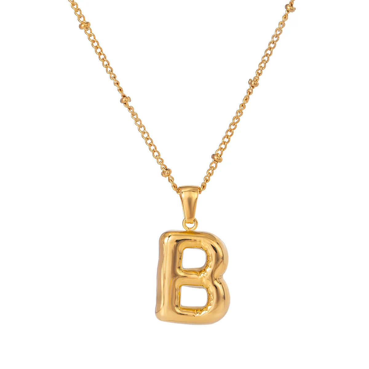 Gold Puffed Letter Necklace