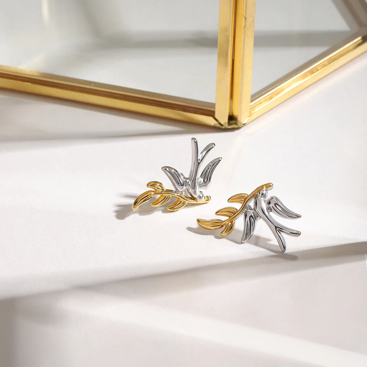 Gold/Silver Dove Leaf Earrings