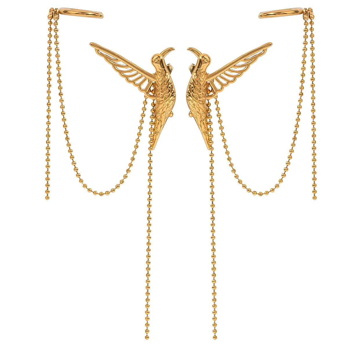 Gold Tassel Dove Earrings