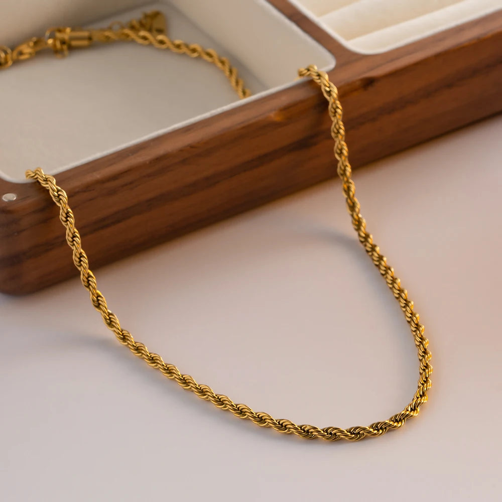Gold Twist Chain Necklace