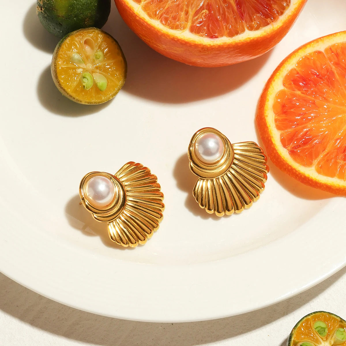 Gold Pearl Earrings