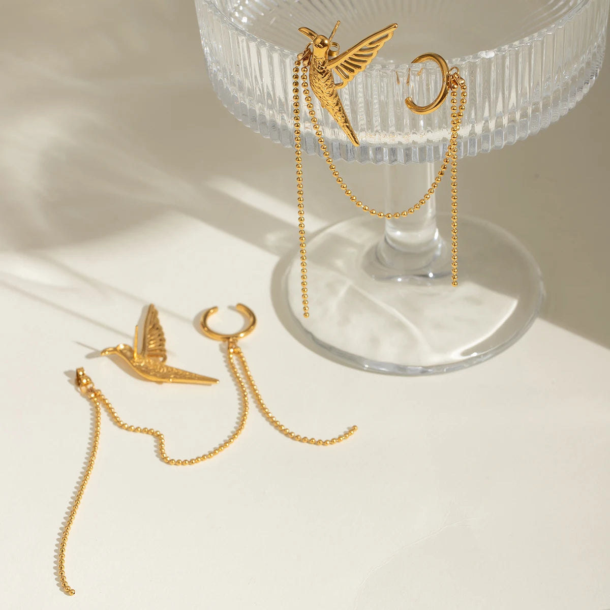 Gold Tassel Dove Earrings