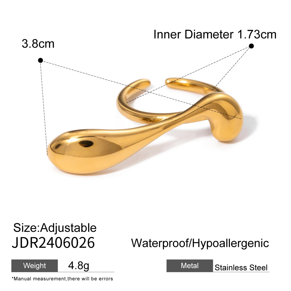 Irregular Curve Water Drop Ring