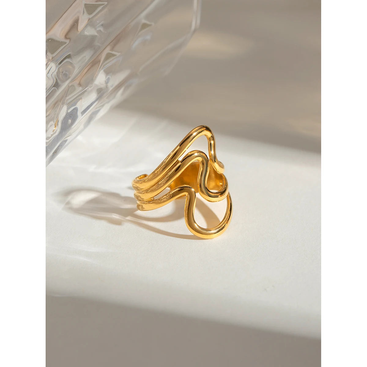 Gold Ripple Open Ring