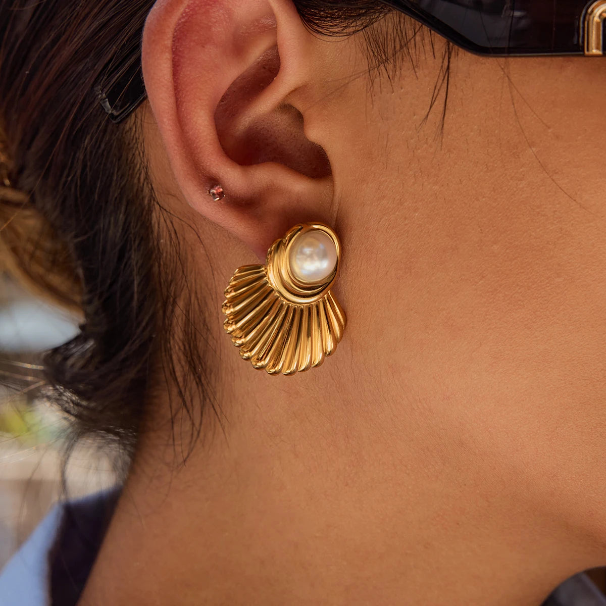 Gold Pearl Earrings