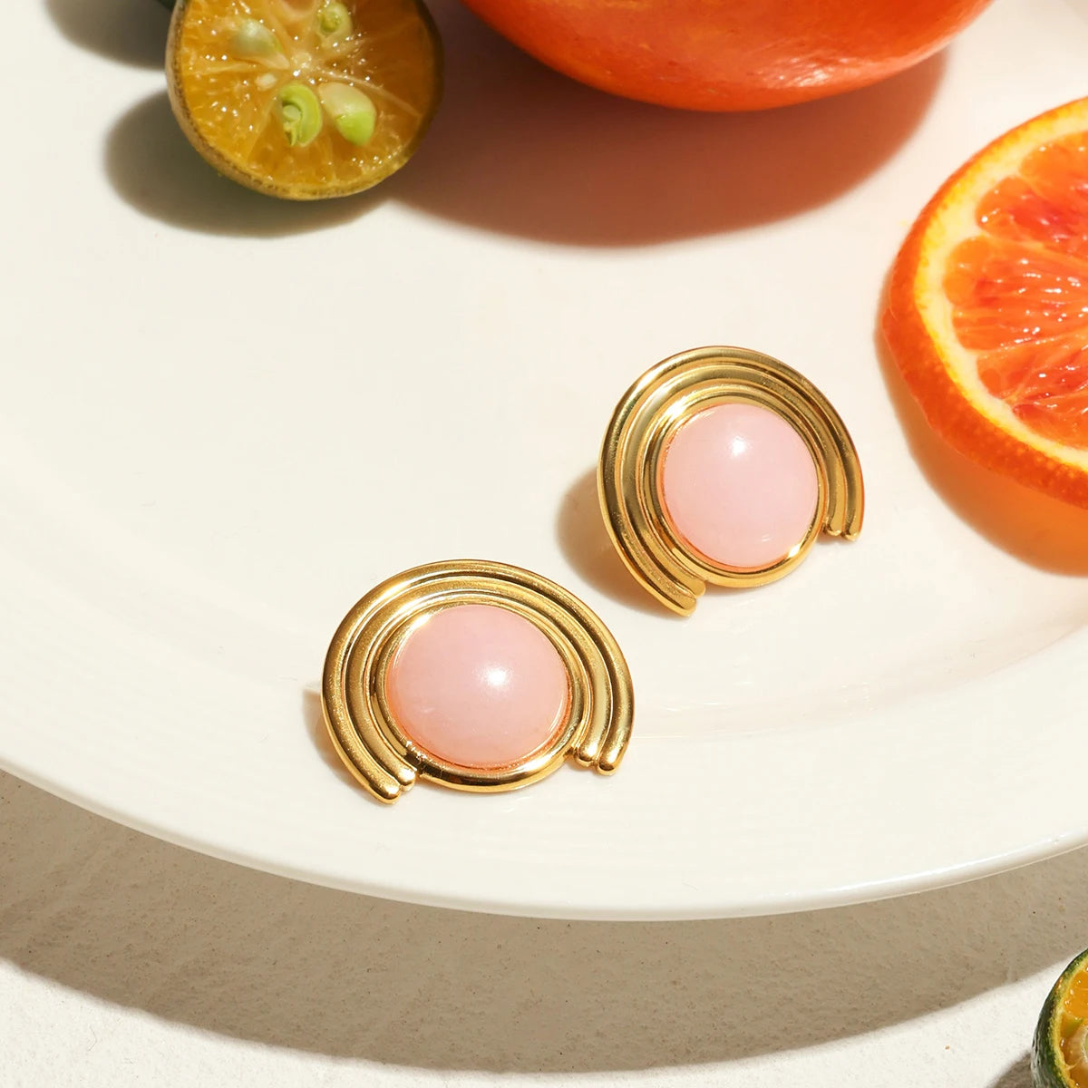 Pink Natural Stone Earings