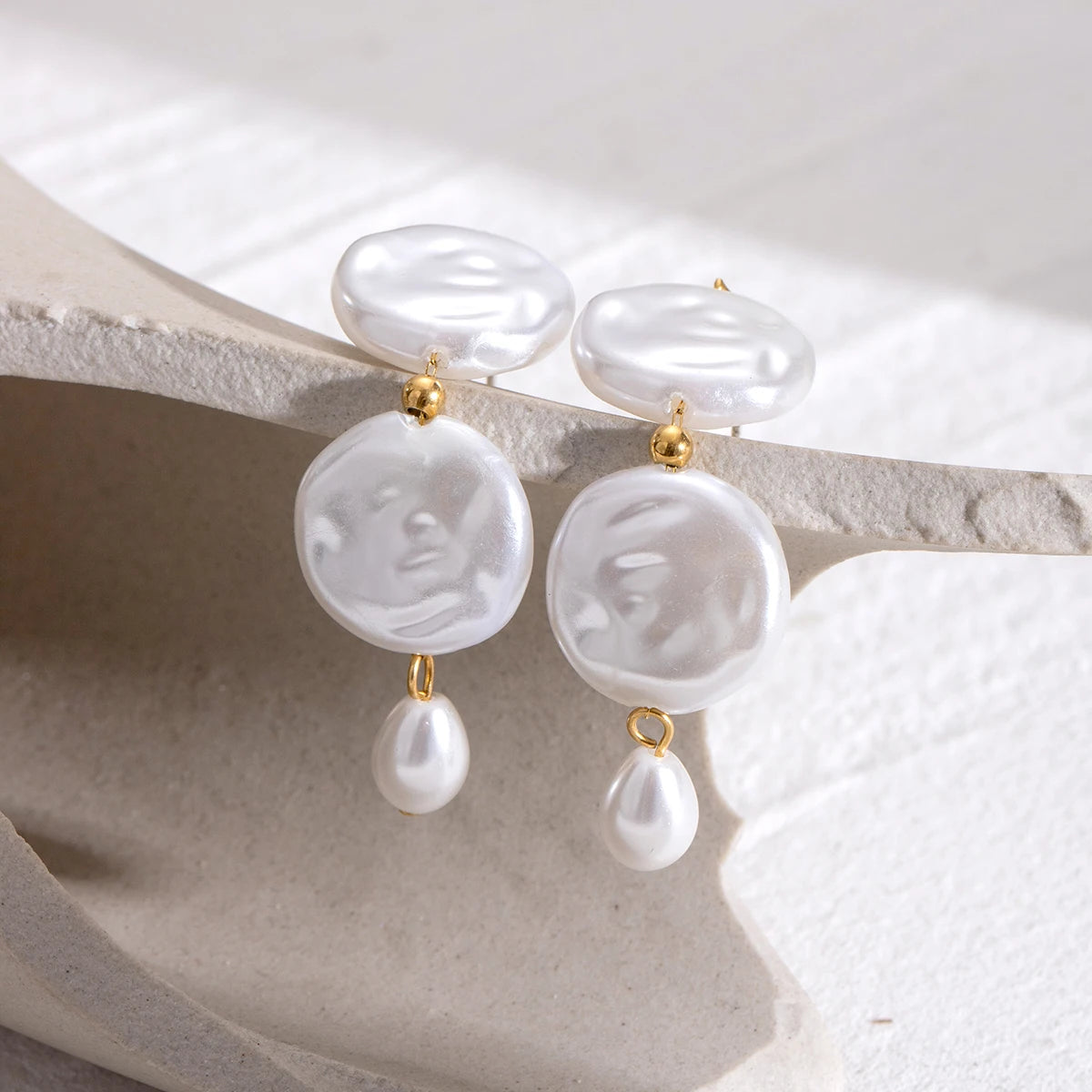 Pearl Button Earrings