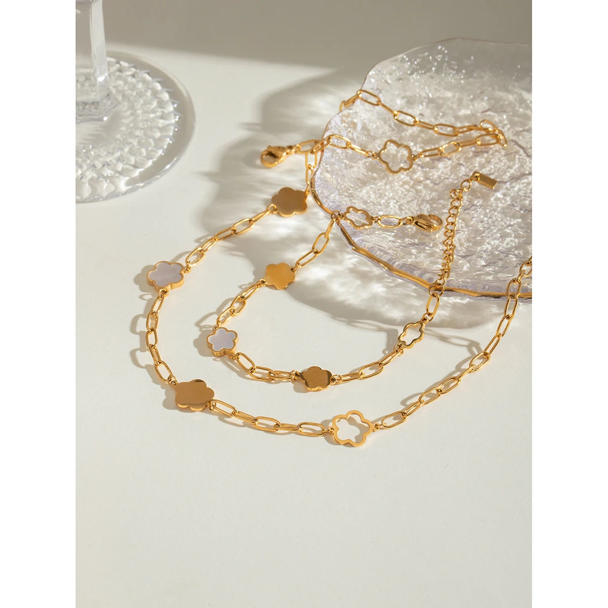 Flower Petal Necklace/Bracelet Set