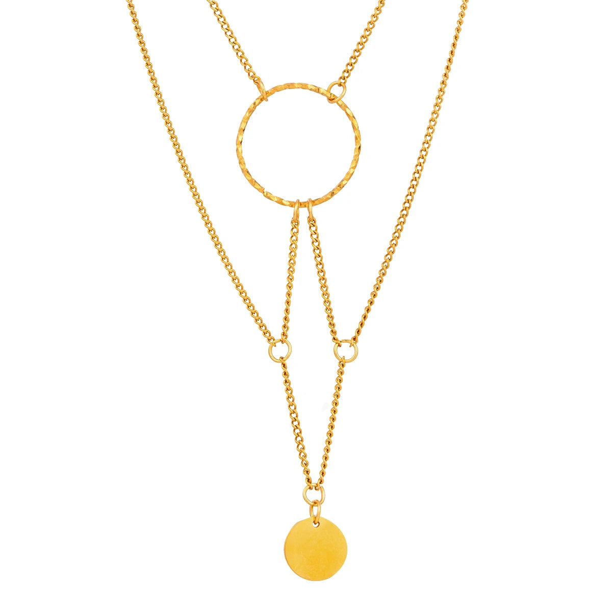 Geometric Hanging Circle Pendant Necklace