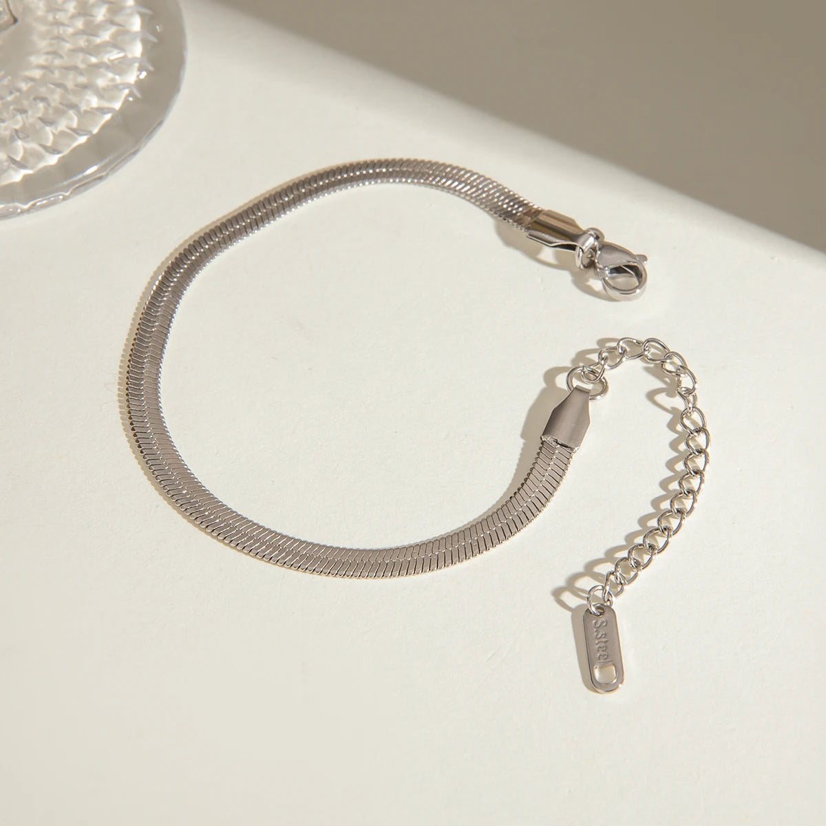 Silver Flat Snake Chain Bracelet