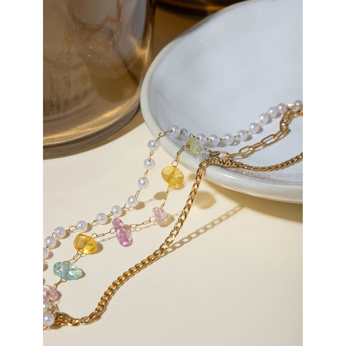 Pearl Colored Gem Bracelet