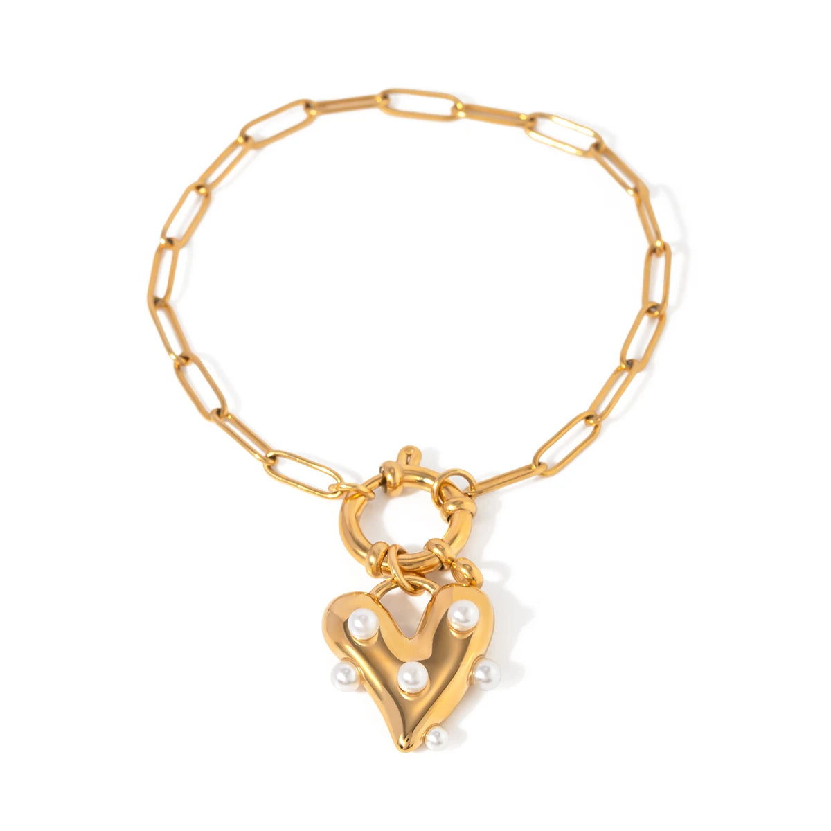 Love Heart Pearl Pendant Bracelet