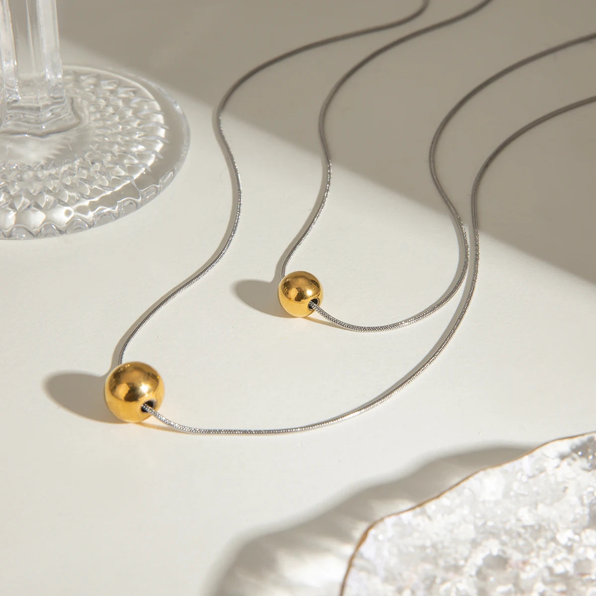Round Bead Snake Chain Necklace