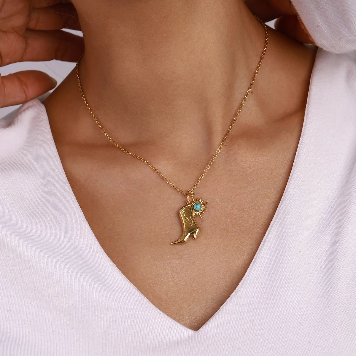 Cowboy Boot Pendant Necklace