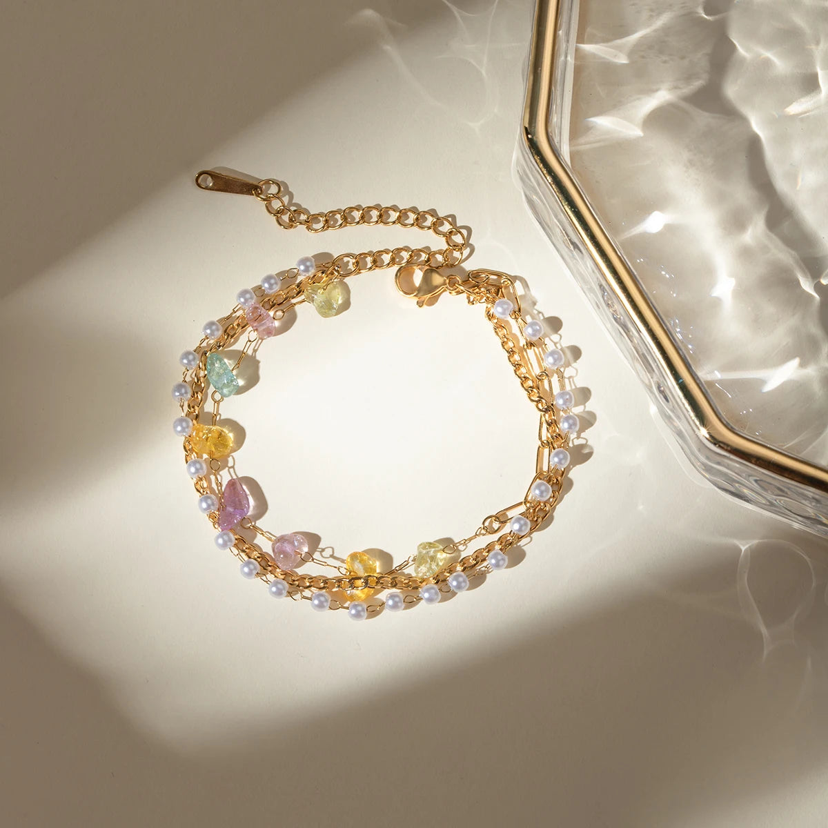 Pearl Colored Gem Bracelet